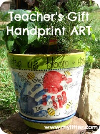 Teacher Herb Garden Sidebar Handprint kids art teachers gift herb garden