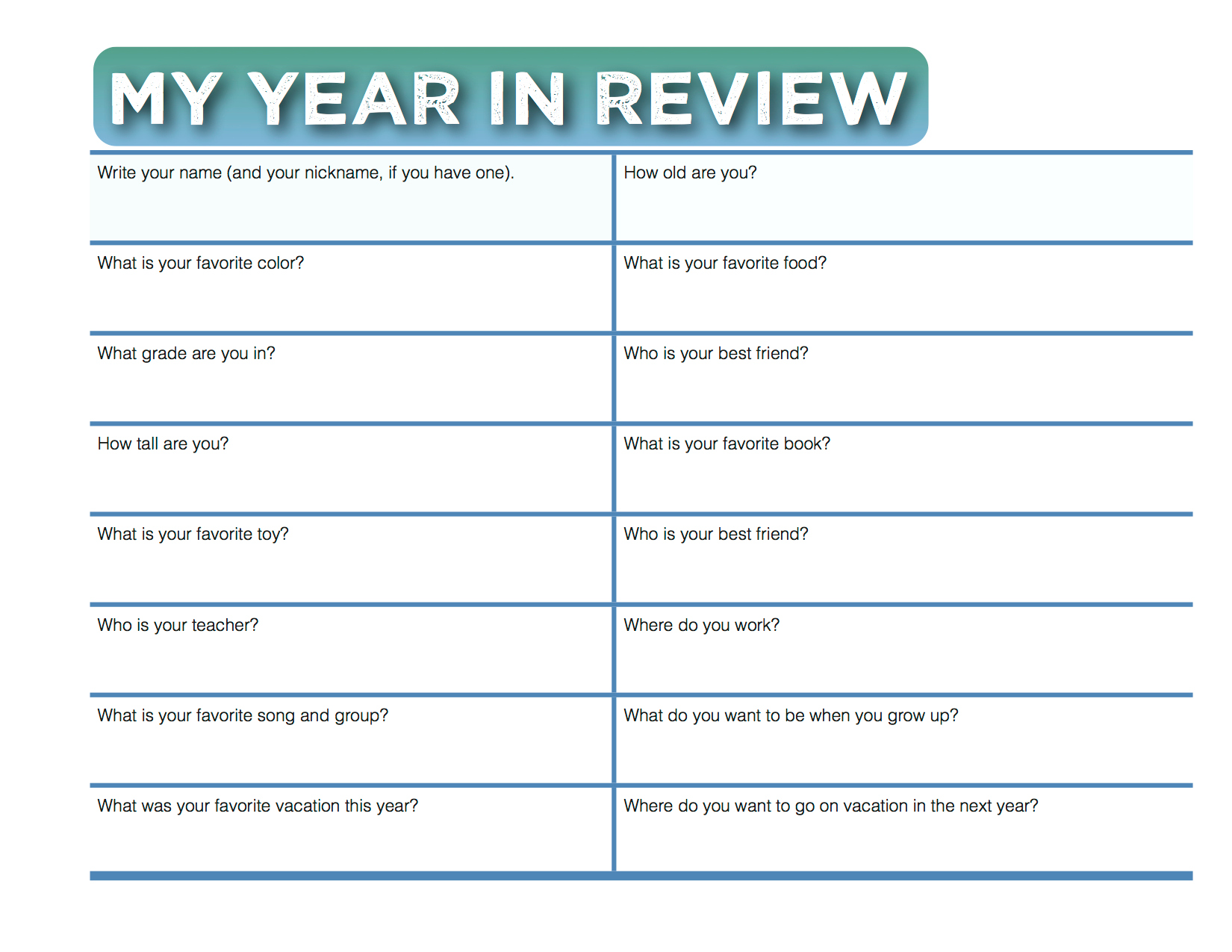 Printable Year In Review Template Printable Templates