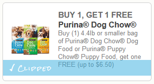 New Buy 1 Get 1 Free Bag of Purina Dog Chow Dog Food Coupon MyLitter