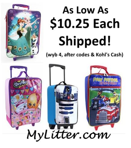 Kohl’s: Kid Wheeled Luggage 80% off after Sale, Coupon, & Kohl’s Cash!