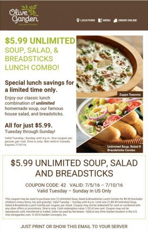 5 99 Unlimited Salad Soup And Bread Sticks Lunch Is Back At The