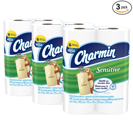 As Low as 15 shipped! Charmin Sensitive Toilet Paper Mega Roll, 18 ct