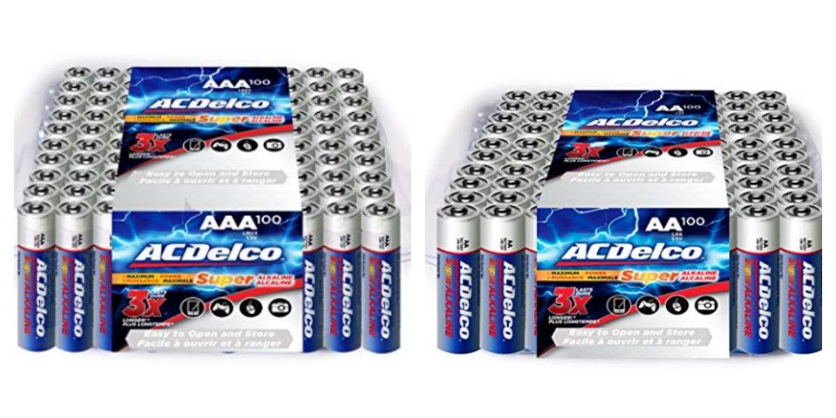 Amazon Prime Only! Delco Super Alkaline AAA or AA Batteries, 100Count