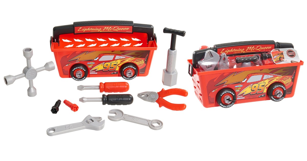 New Disney Cars 3 Lightning McQueen Quick Fix Tool Box With Wheels