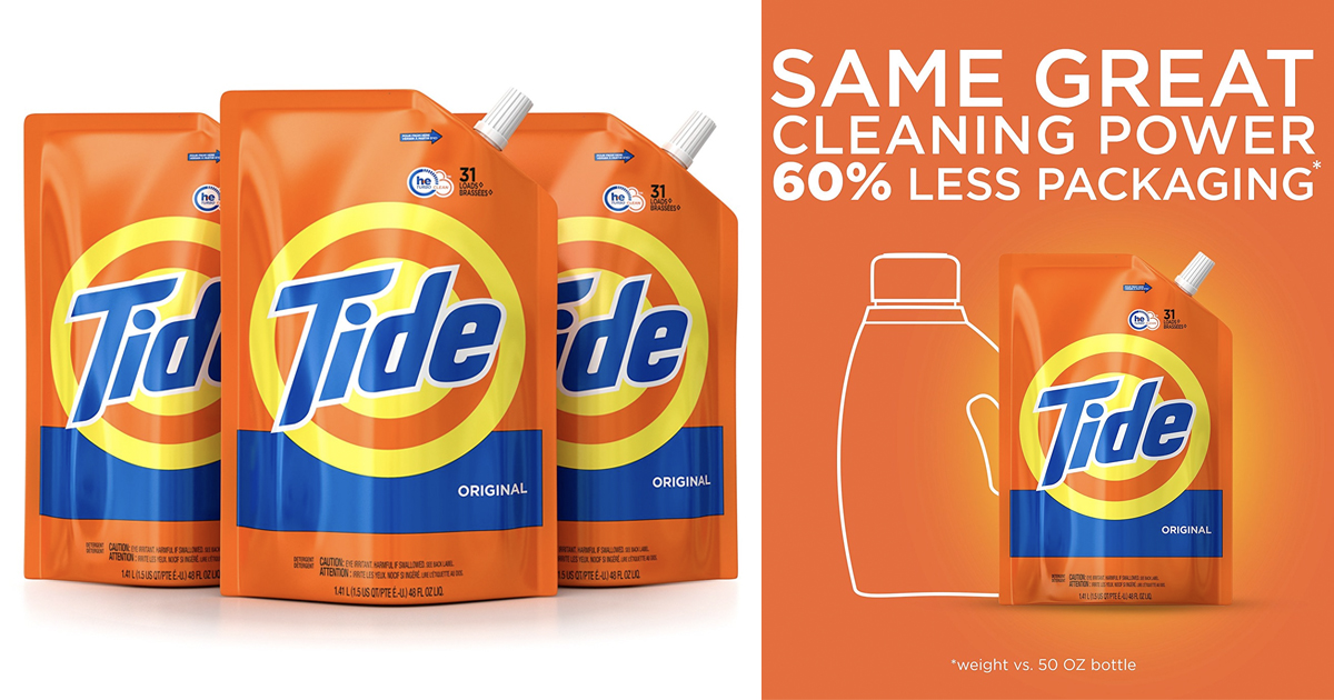 Amazon Tide Liquid Laundry Detergent Smart Pouch, Original Scent, Pack of three 14.99 (Regular