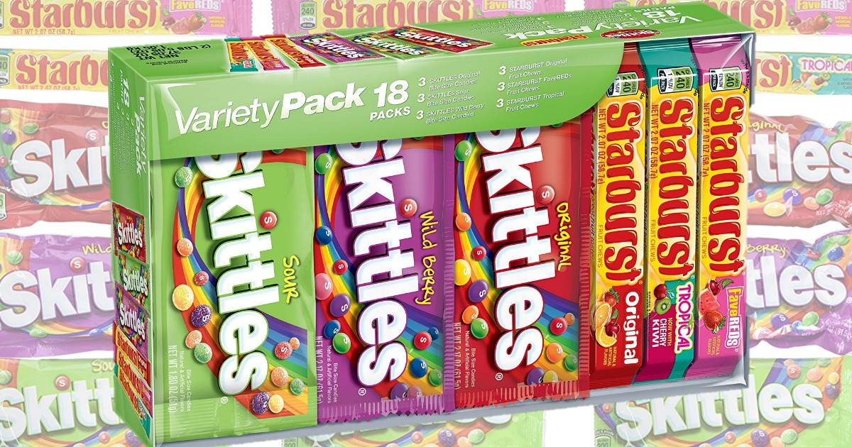 Amazon 18Ct Skittles and Starburst Candy Variety Pack as low as 7.95