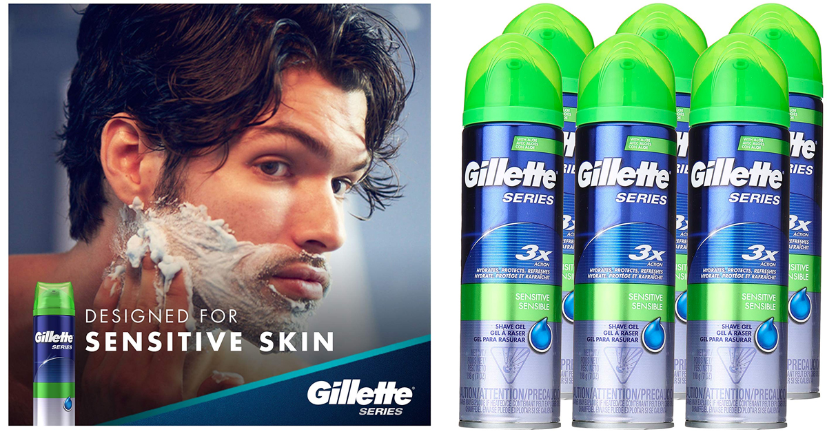 Amazon Pack of 6 Gillette Series Shaving Gel Sensitive Skin 7.85