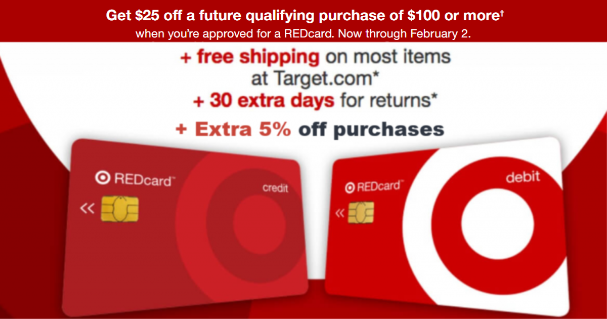 Target 25 off 100 Purchase With REDcard Signup!