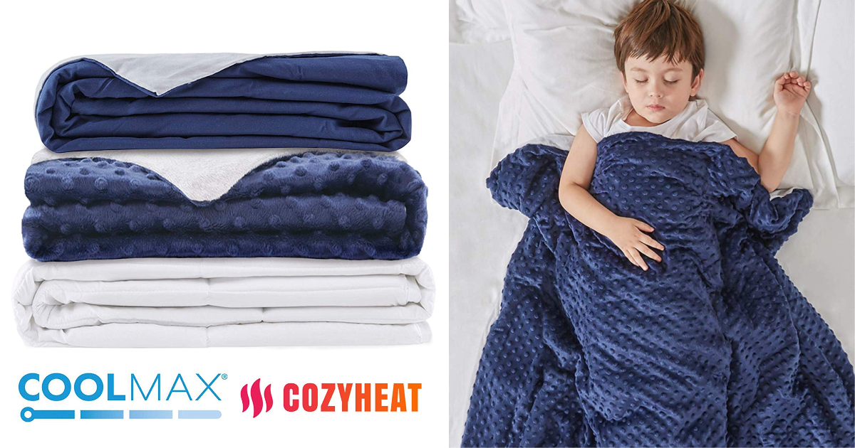 6-Lb Weighted Blanket for Kids - Comes with 2 Duvet Covers for Hot