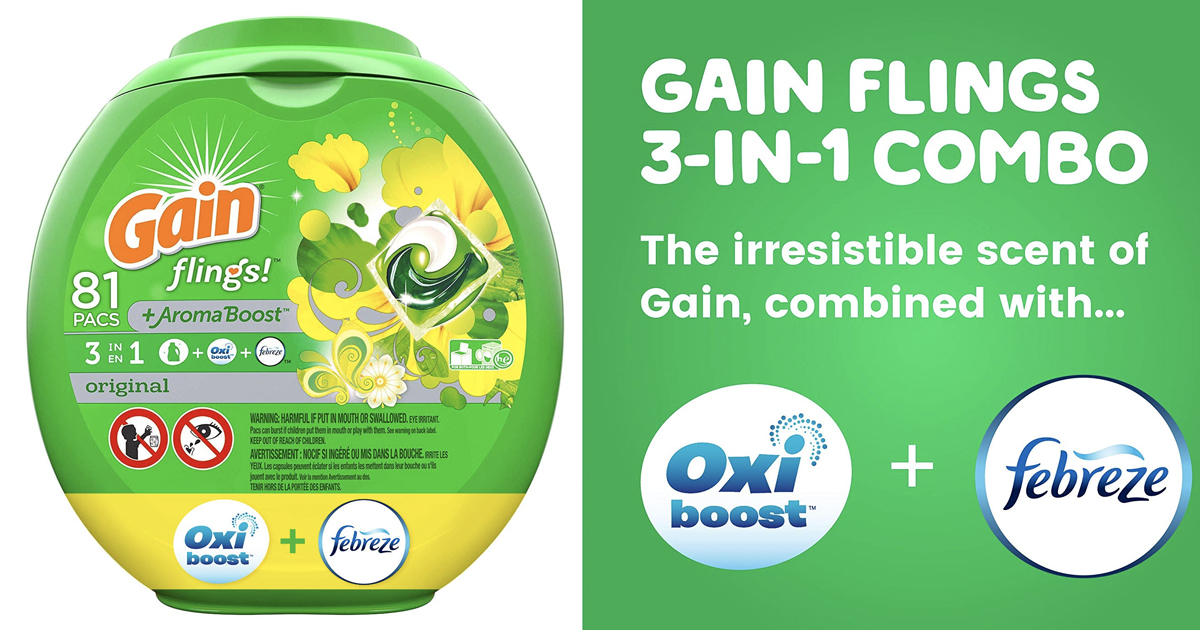 Limited Time Offer Gain flings! Liquid Laundry Detergent Pacs, Original, 81 Count MyLitter