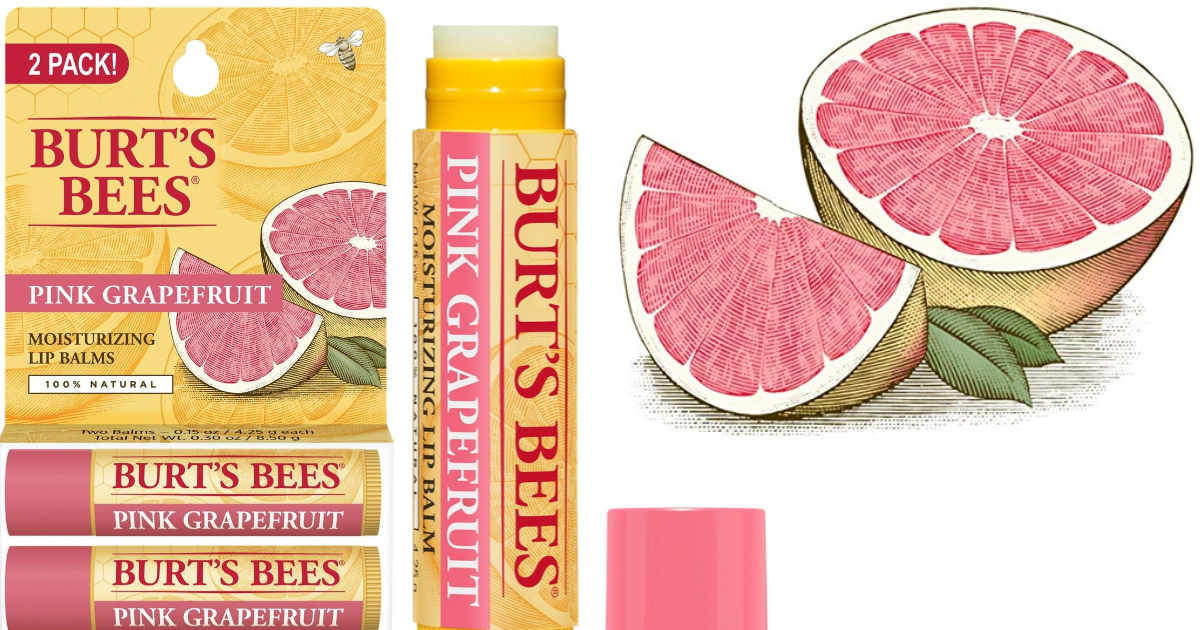 Burt's Bees 100 Natural Moisturizing Lip Balm 2Pack Pink Grapefruit