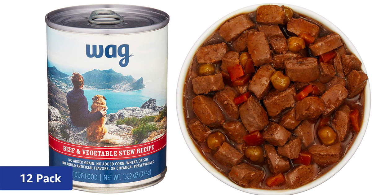 Limited Time Offer Amazon Brand Wag Wet Dog Food Stew Recipe 13.2 oz