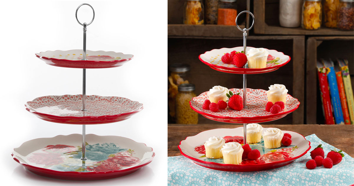 Details about  / 3-Tier Serving Tray Plates by The Pioneer Woman Blossom Jubilee Floral Durable