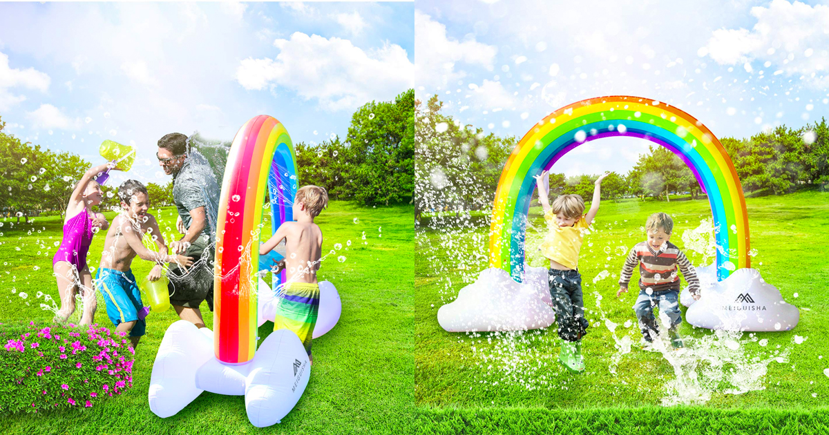 rainbow sprinkler toys outdoor inflatable pools summer fun spray water toy