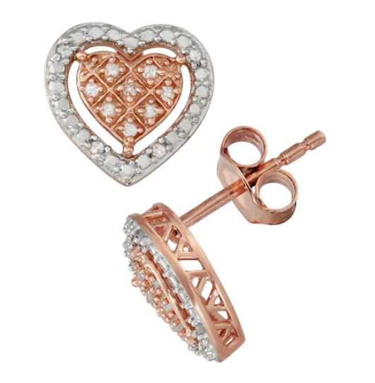 Kohl's Sterling Silver 1/10 Carat T.W. Diamond Heart Stud Earrings