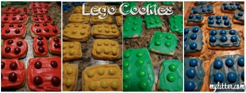 lego cookies in different colors