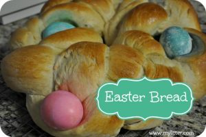 Easter Bread with eggs baked