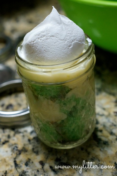 filled cake in a jar