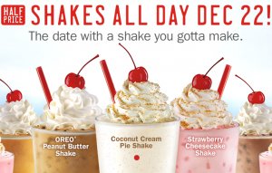 sonic half price milkshakes 1222