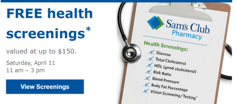 sams club health screenings
