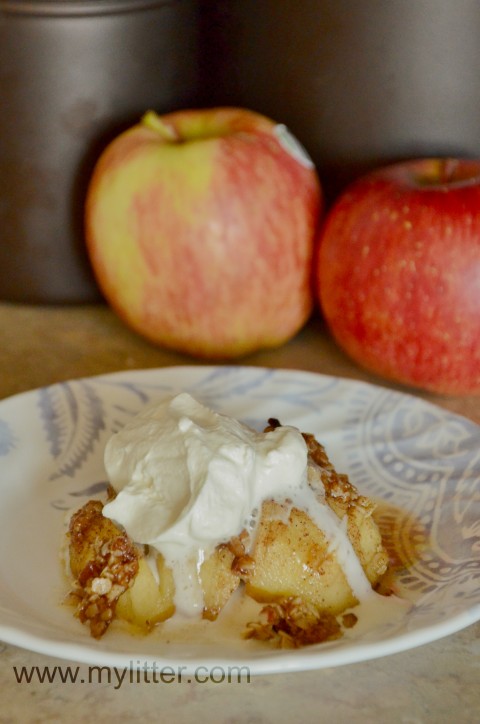 hasselback apple and whip cream