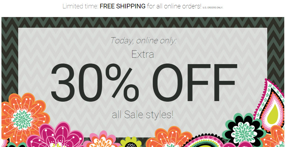 vera bradley free shipping 30 percent