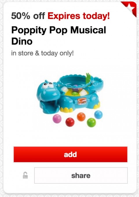 Poppity Pop Musical Dino 50% Off Target Cartwheel - Today Only!