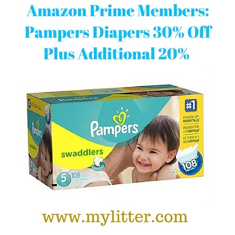 Amazon Prime Members- Pampers Diapers 30% Off Plus Additional 20% Plus Free Shipping (1)