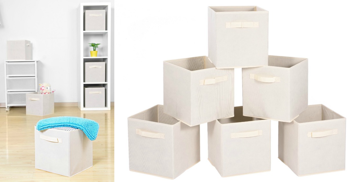Set of 6 Foldable Cloth Storage Cubes with Dual Handles 7.99