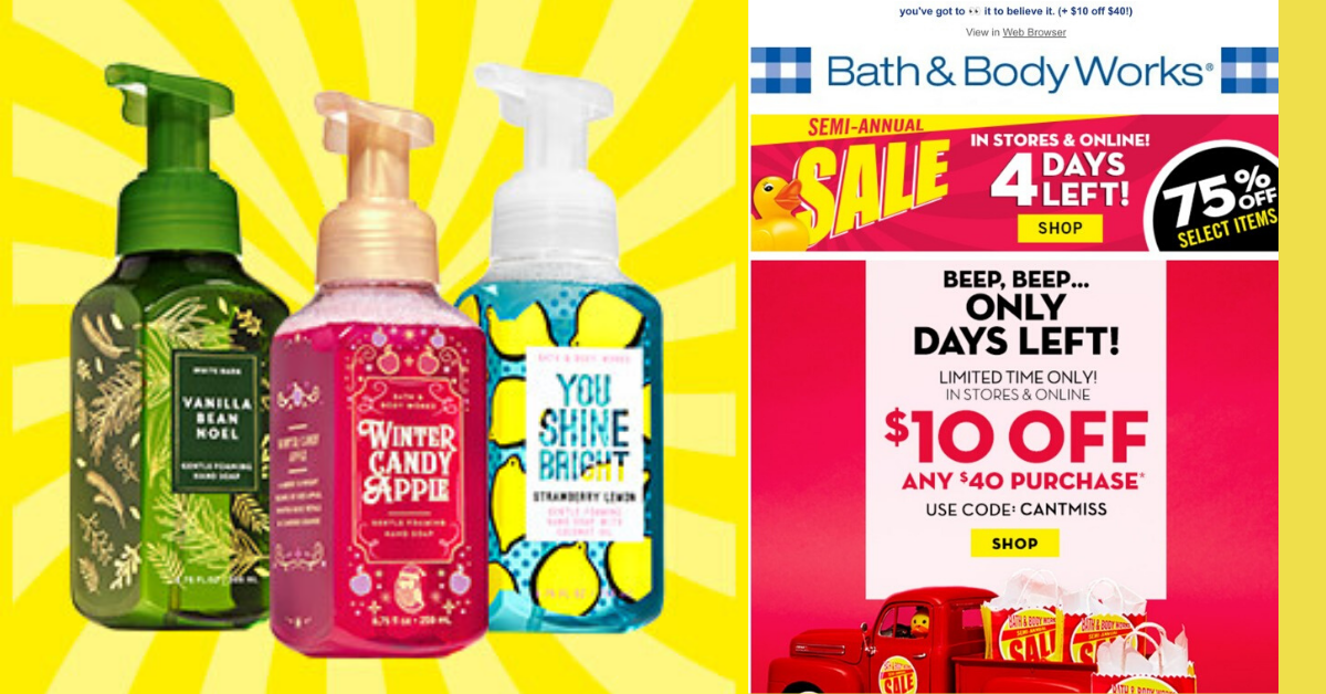 Bath and Body Works SemiAnnual Sale + 10 OFF 40 Code Limited Time Offer! MyLitter One